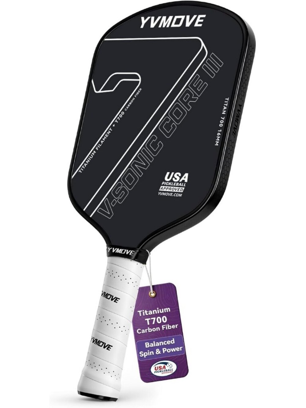 Lightweight 16mm Carbon Fiber Pickleball Paddle, USAPA Approved, Durable